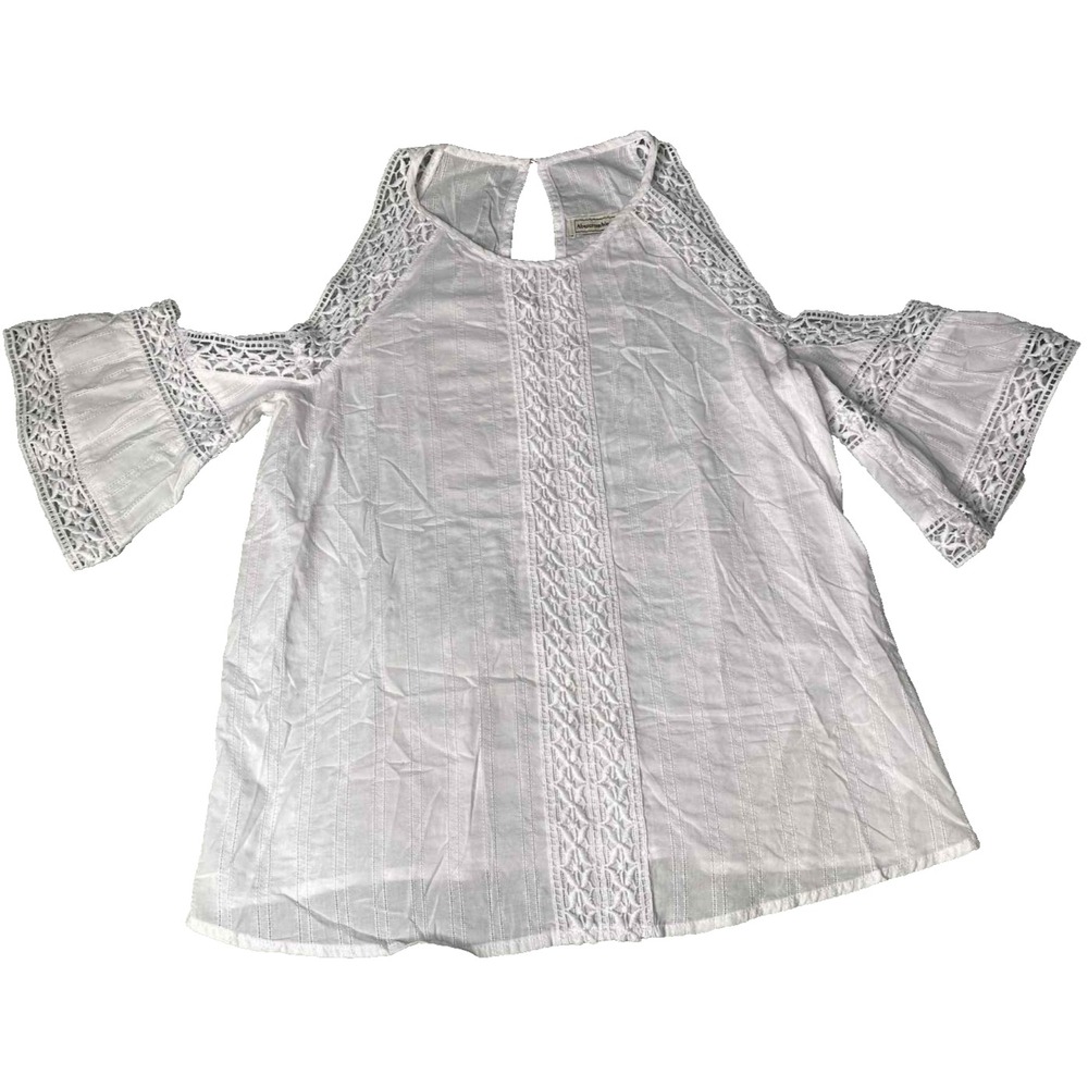 Abercombie & Fitch Cotton Cold Shoulder lace White Top Size‎ Small cottagecore